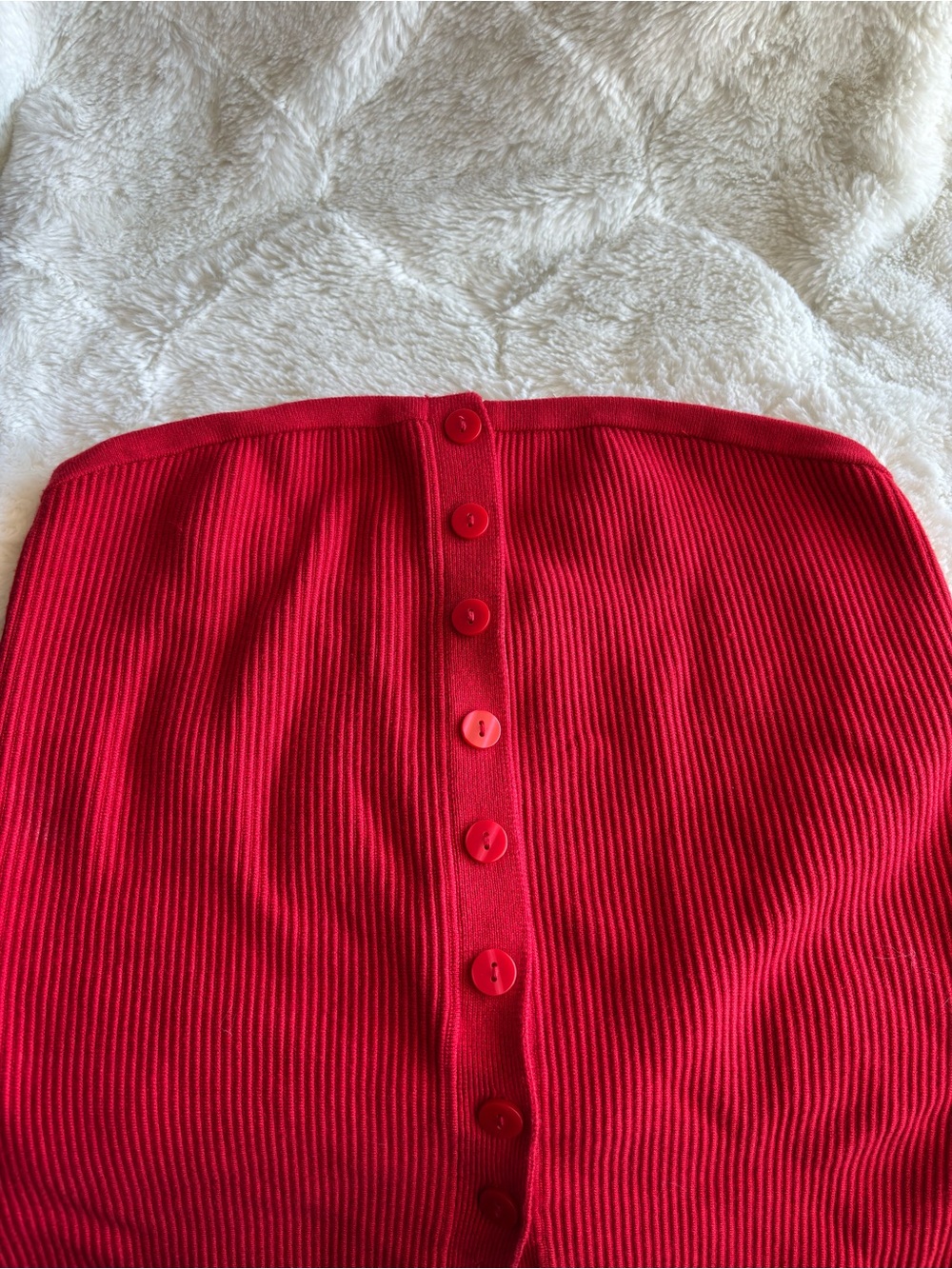 Abercrombie & Fitch Ottoman Button-Front Tube Top Size Medium NEW Red Ribbed - Picture 5 of 12